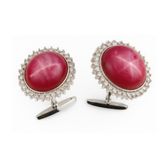 18 KT Classic Star Ruby Diamond Cufflinks