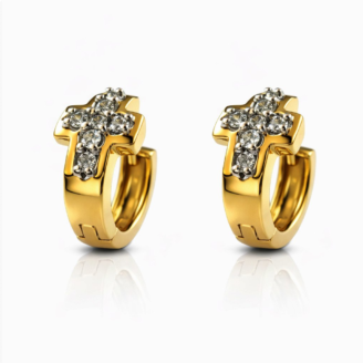 18 KT Gold Diamond Hoop Earrings