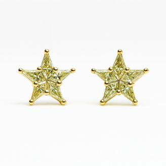 18 KT Gold Star Diamond Stud Earrings
