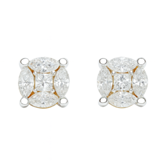 18 KT White Diamond Stud Earrings