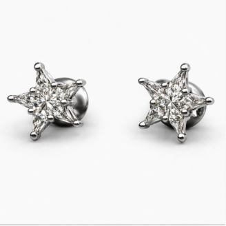 18 KT Gold Star Diamond Stud Earrings
