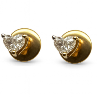 18 KT Gold Love Heart Diamond Stud Earrings