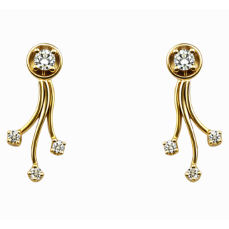 18 KT Gold Certified Natural Diamond Dangler Earrings