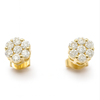 Floral Spark 18 KT Gold Diamond Stud Earrings