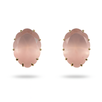 18 KT Gold Rose Quartz Stud Earrings
