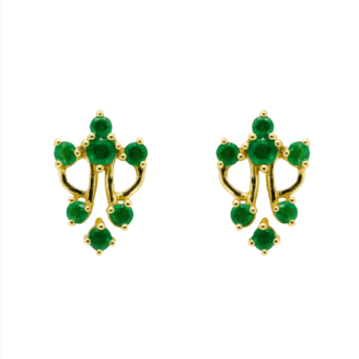 18 KT Gold Emerald Traditional Stud Earrings