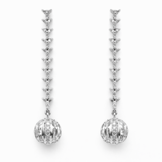 18 KT Gold Diamond Ball Drop Earrings