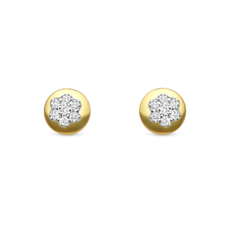 18K Yellow Gold Diamond Floral Stud Earrings