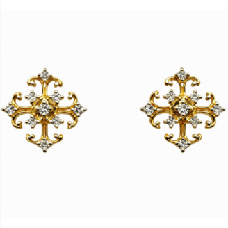 18 KT Gold Diamond Designer Stud Earrings