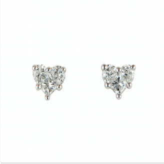 18 KT Gold Love Heart Diamond Stud Earrings