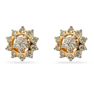 18 KT Gold Diamond Floral Daily Wear Stud Earrings