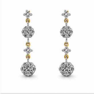 18 KT Gold Diamond Long Earrings