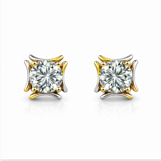 18 KT Gold Diamond Solitaire Earrings