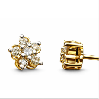 18 KT Gold Elegant Diamond Cluster Earrings