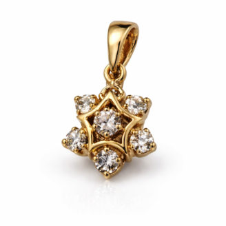 18 KT Gold Diamond Floral Star Pendant