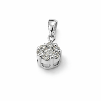 18 KT White Gold Diamond Floral Pendant