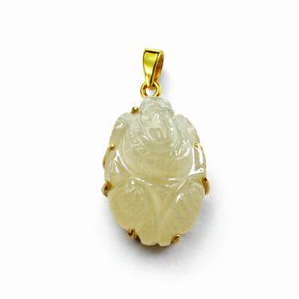 18 KT Gold Moonstone Ganesh Pendant