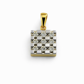 18 KT Gold Modern Square Diamond Pendant