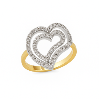 18 KT Gold Double Heart Diamond Ring