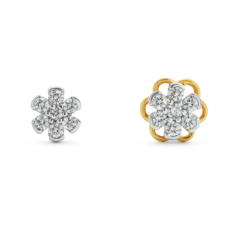 18 KT Gold Diamond Floral Stud Earrings