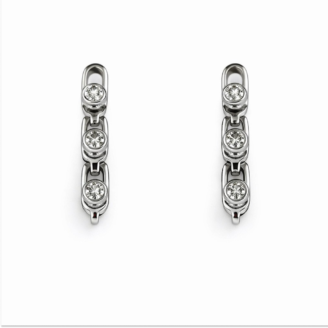 18 KT White Gold Elegant Diamond Drop Earrings
