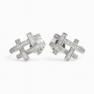 18 KT White Gold Taper Diamond Stud Earrings