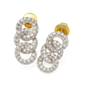 18 KT Gold Pavé Diamond Link Earrings