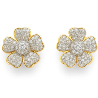 18 KT Gold Classic Floral Diamond Earrings