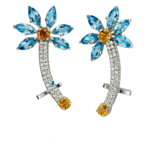 18 KT Gold Designer Blue Stone Earrings