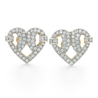 18 KT White Gold Diamond Heart Stud Earrings