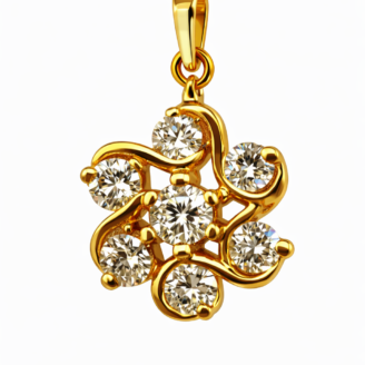 18 KT Gold Diamond Classic Floral Pendant