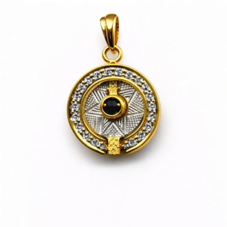 18 KT Gold Diamond Circular Pendant
