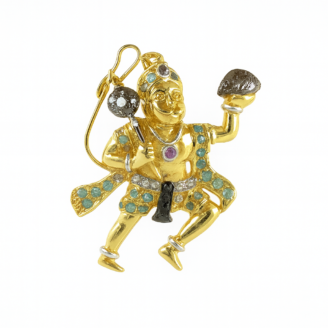 18 KT Gold Diamond Veer Hanuman Pendant