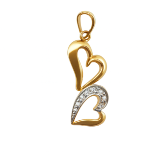 18 KT Gold Twin Heart Diamond Pendant