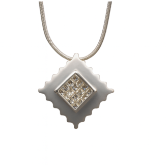 18 KT Gold Diamond Square Princess Pendant