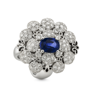 18 KT White Gold Iolite Diamond Ring