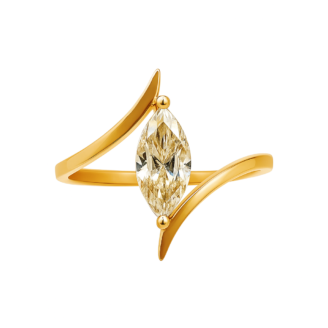 18 KT Gold Diamond Marquise Open Solitaire Ring