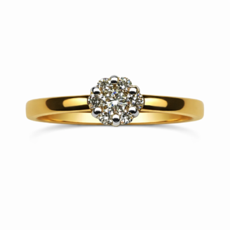 18 KT Yellow Gold Diamond Floral Cluster Ring