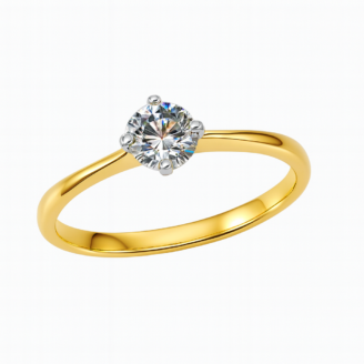 18 KT Yellow Gold Solitaire Diamond Ring