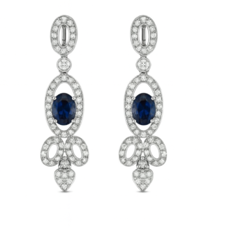 18 KT White Gold Iolite Diamond Earrings