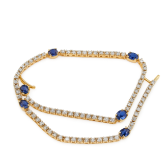 18 KT Gold Elegant Iolite Line Bracelet