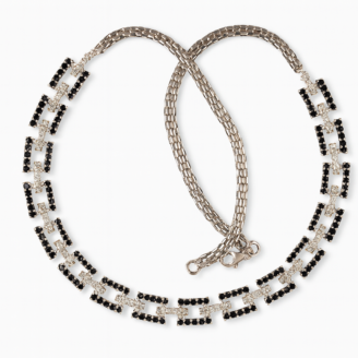 18 KT Gold Black & White Diamond Statement Necklace