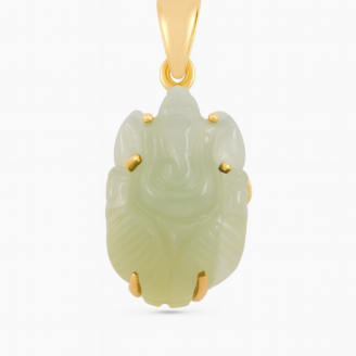 18 KT Gold Moonstone Ganesh Pendant