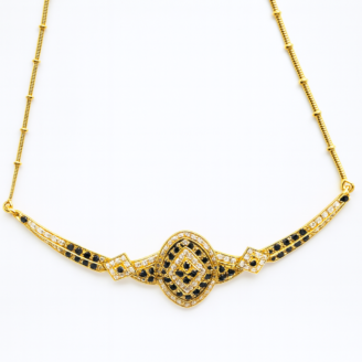 18 KT Gold Royal Black & White Diamond Necklace