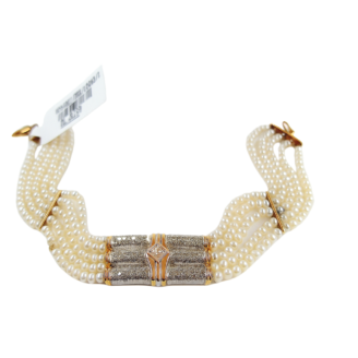 18 KT Gold Bridal Pearl & Diamond Bracelet
