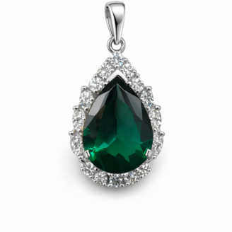 18 KT Gold Diamond Emerald Teardrop Pendant