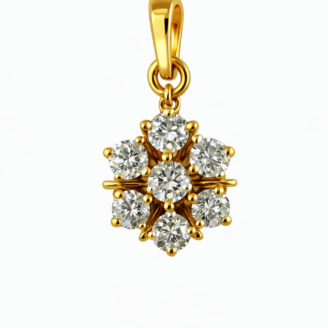 18 KT Gold Diamond Flower Pendant